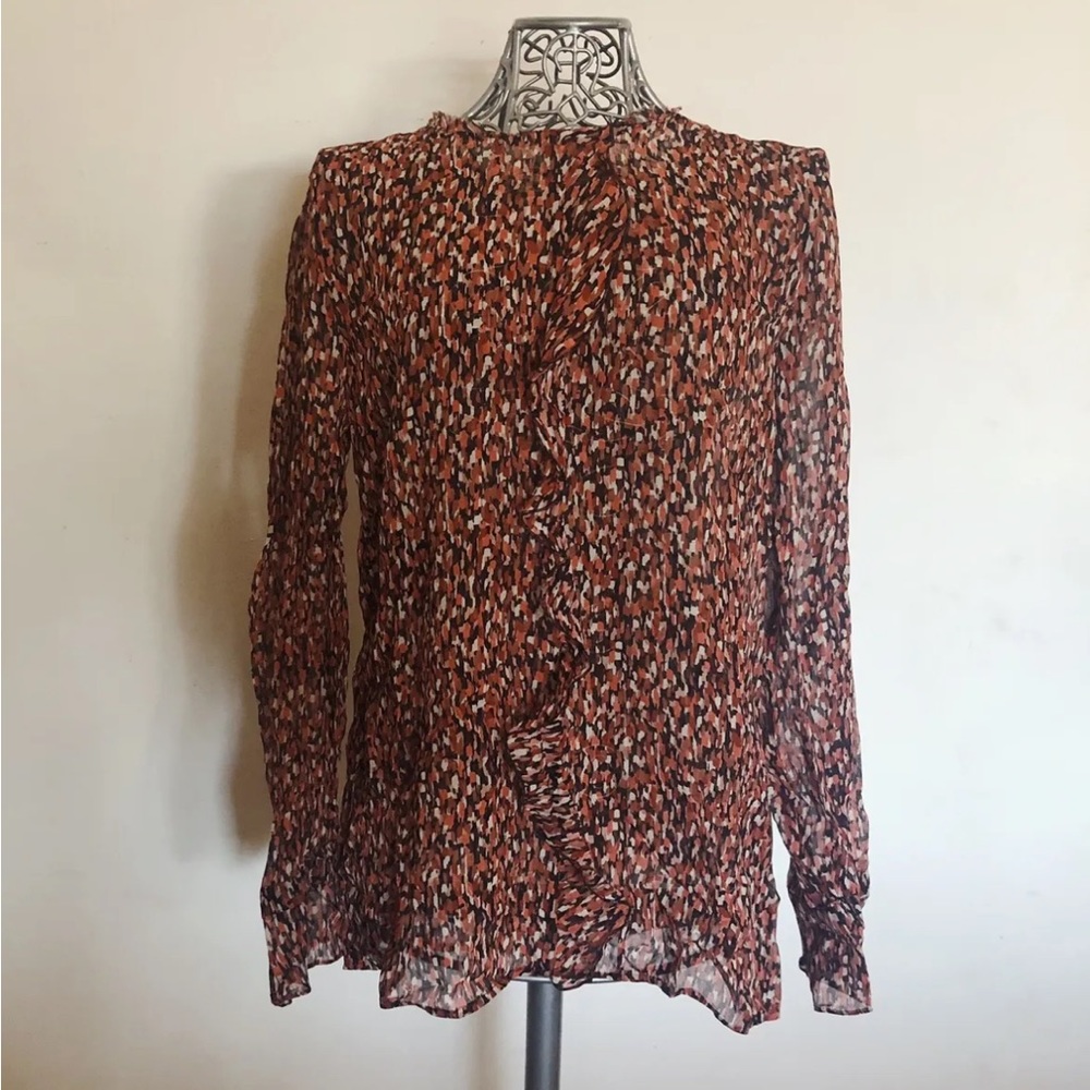 Strenesse Orange 100% Silk Long Sleeve Blouse Revolve Shop Bop S;M 6